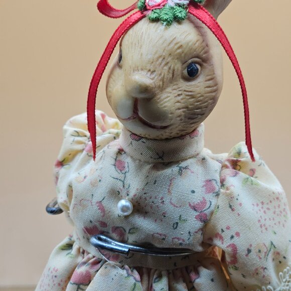 collector dolls hand painted porcelain authentic garments bunny on stand - Picture 3 of 8